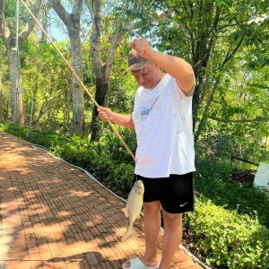 Fishing at the lake in Kamrani