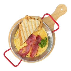 Fried eggs with bacon and cheese