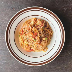 Garlic Prawn Spaghetti